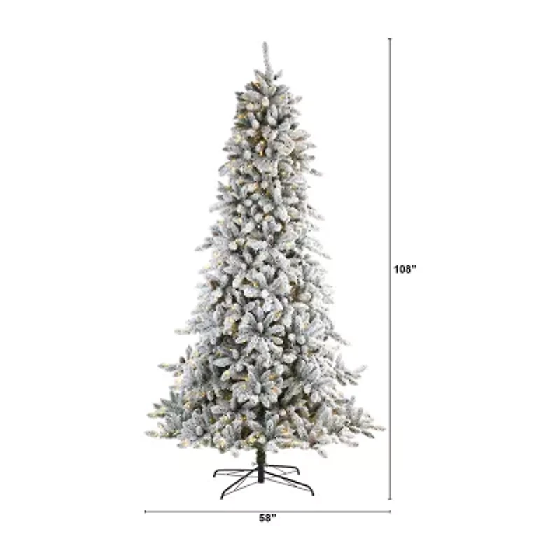 Nearly Natural 9 Foot Flocked Fir Christmas Tree