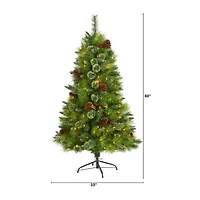 Nearly Natural 5 Foot Pre-Lit Pine Christmas Tree