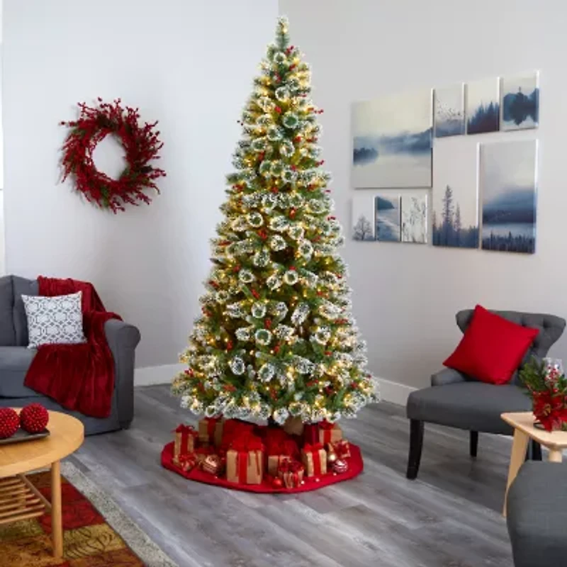 Nearly Natural 8 Foot Pre-Lit Pine Christmas Tree