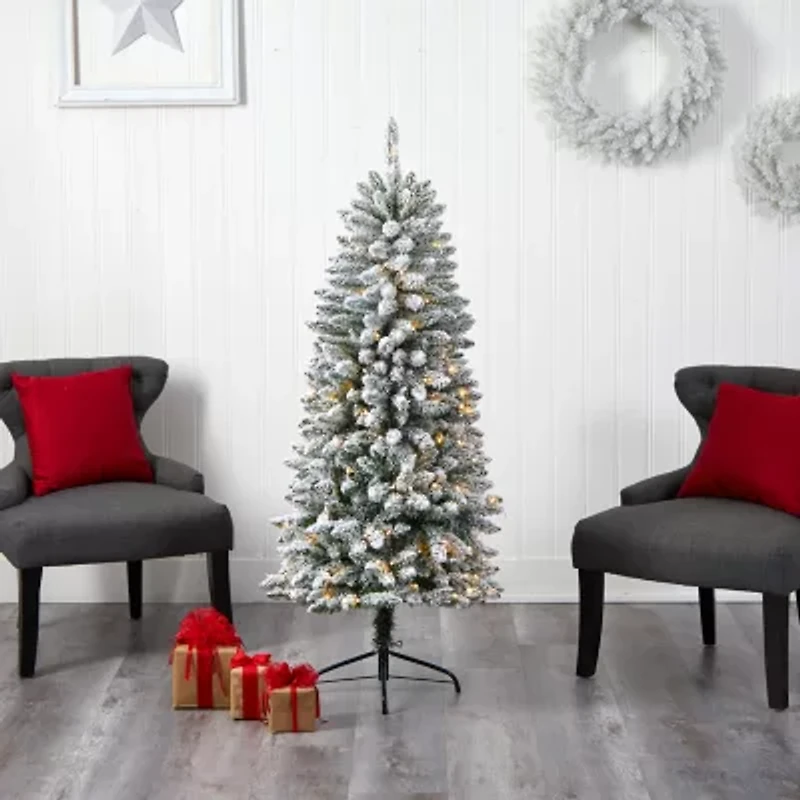 Nearly Natural 5 Foot Flocked Fir Christmas Tree