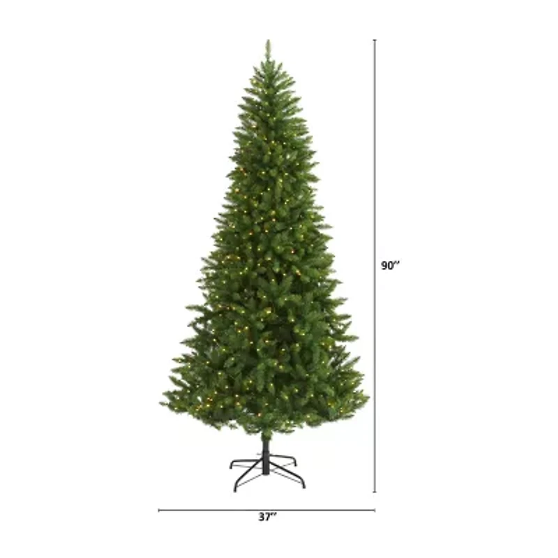 Nearly Natural 7 1/2 Foot Pre-Lit Fir Christmas Tree
