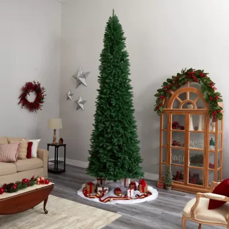Nearly Natural 12 Foot Pre-Lit Pine Christmas Tree