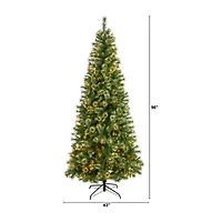 Nearly Natural 8 Foot Pre-Lit Pine Christmas Tree