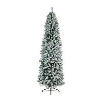 Nearly Natural 9 Foot Flocked Fir Pre-Lit Christmas Tree