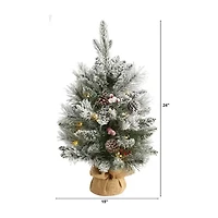Nearly Natural 2 Foot Flocked Pine Christmas Tree