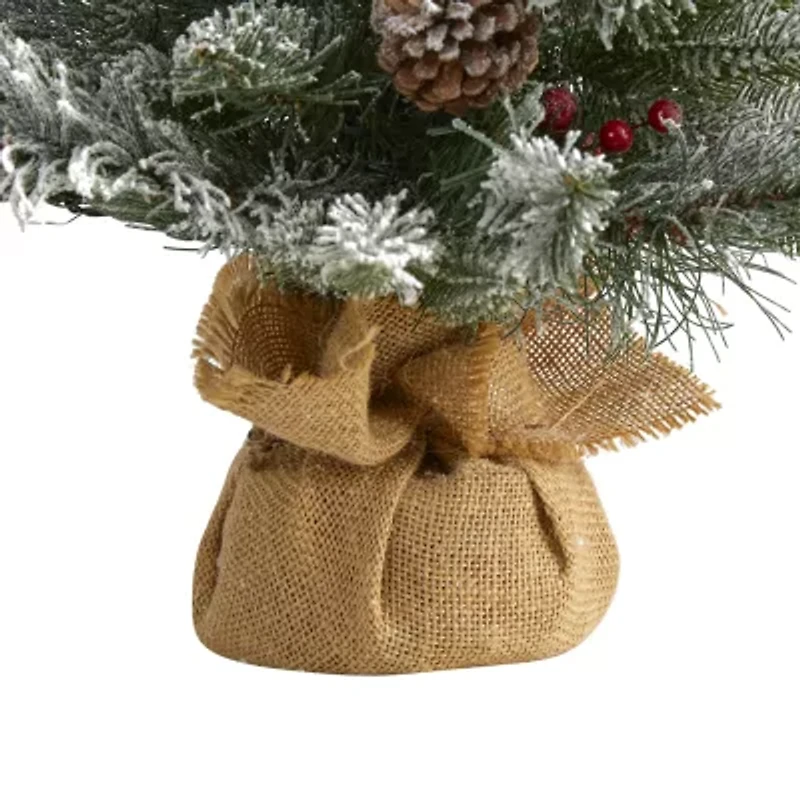 Nearly Natural 2 Foot Flocked Pine Christmas Tree