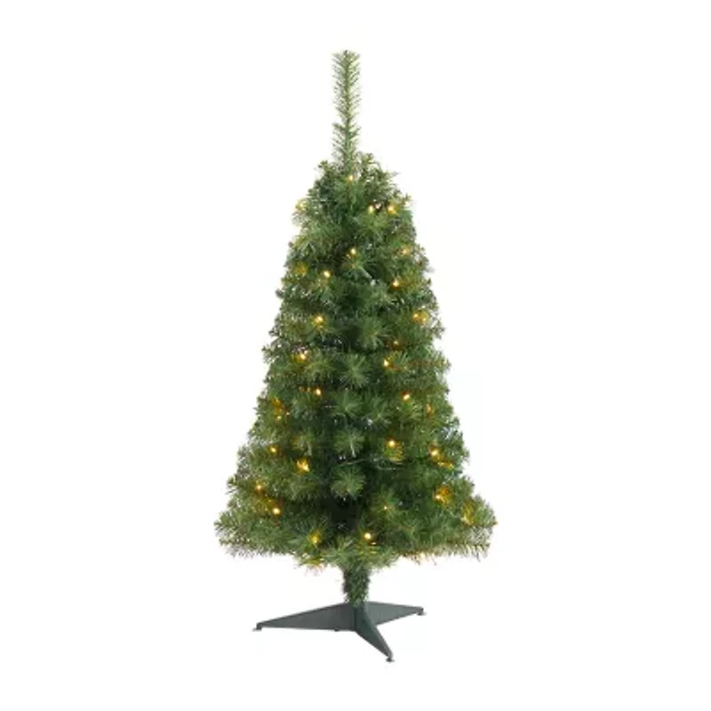 Nearly Natural 3 Foot Pre-Lit Pine Christmas Tree