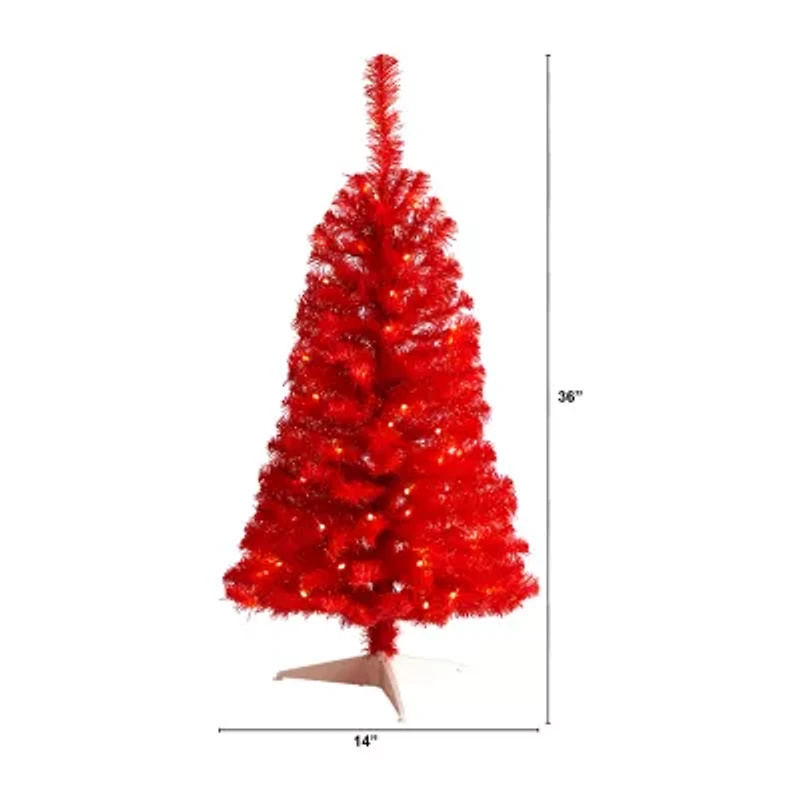 Nearly Natural 3 Foot Pre-Lit Pine Christmas Tree