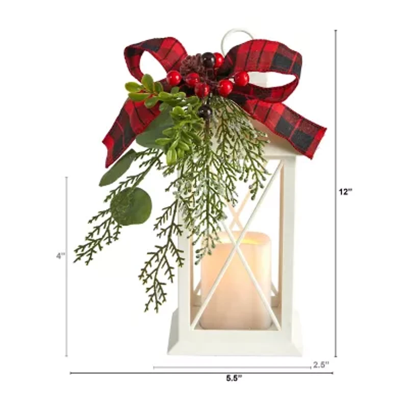 Nearly Natural Berry Pine Lighted Christmas Tabletop Decor