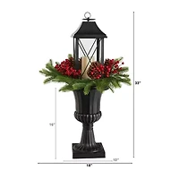 Nearly Natural Greenery Berries And Pinecone Lighted Tabletop Decor