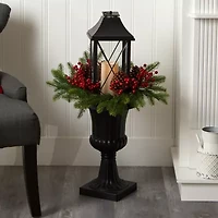 Nearly Natural Greenery Berries And Pinecone Lighted Tabletop Decor