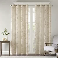 Madison Park Kauna Palm Leaf Grommet Top Sheer Single Curtain Panel