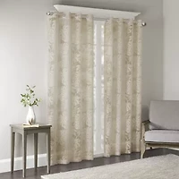 Madison Park Kauna Palm Leaf Grommet Top Sheer Single Curtain Panel
