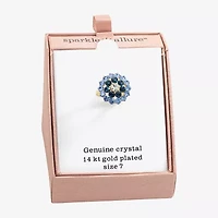 Sparkle Allure Womens Crystal 14K Gold Over Brass Flower Cocktail Ring