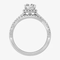 Signature By Modern Bride (H-I / Si1-Si2) Womens 1 1/5 CT. T.W. Lab Grown White Diamond 10K Gold Side Stone Halo Bridal Set