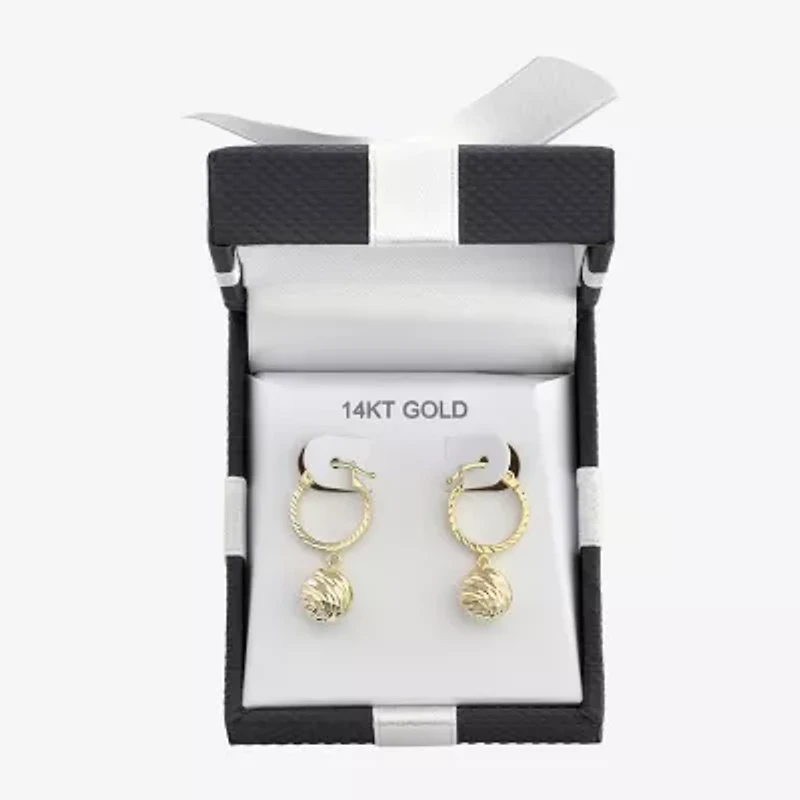 Womens 14K Gold 25mm Ball Hoop Earrings