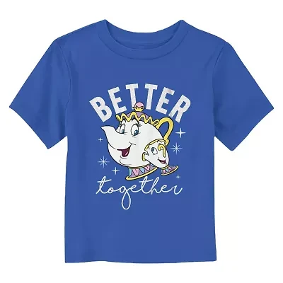 Disney Collection Mrs. Potts and Chip Toddler Unisex Crew Neck Short Sleeve Regular Fit Beauty the Beast Graphic T-Shirt