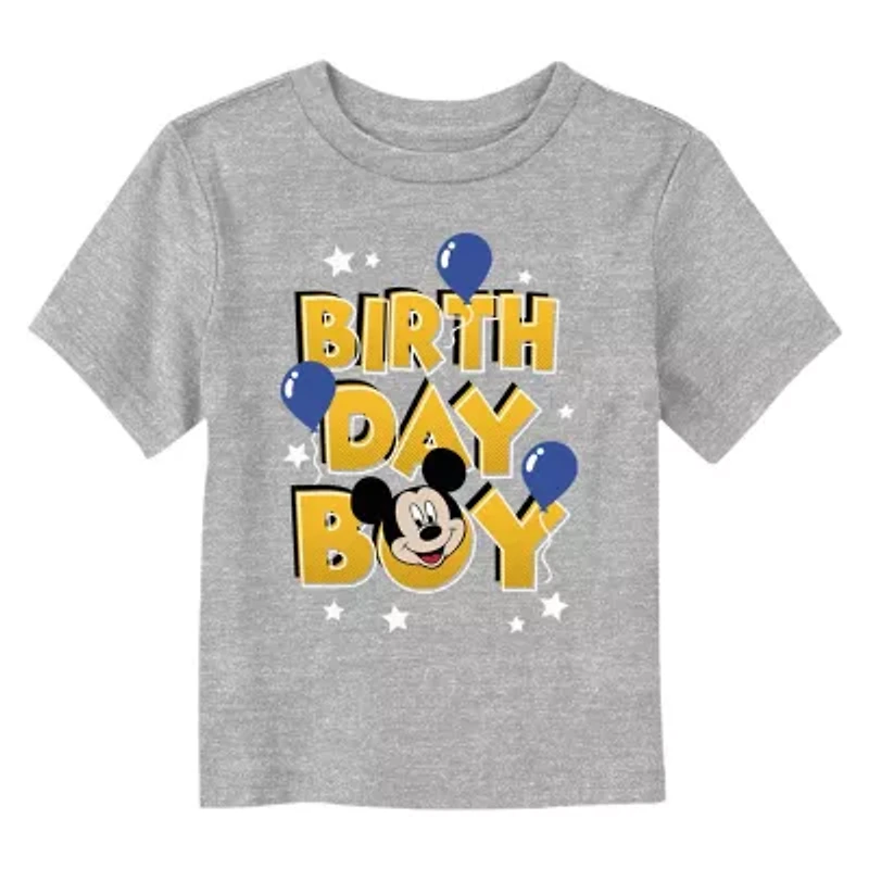 Disney Collection Toddler Boys Crew Neck Short Sleeve Regular Fit Mickey Mouse Graphic T-Shirt
