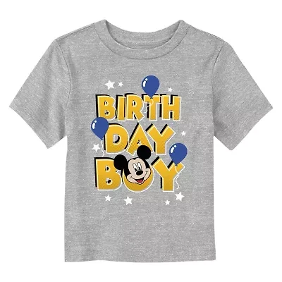 Disney Collection Toddler Boys Crew Neck Short Sleeve Regular Fit Mickey Mouse Graphic T-Shirt