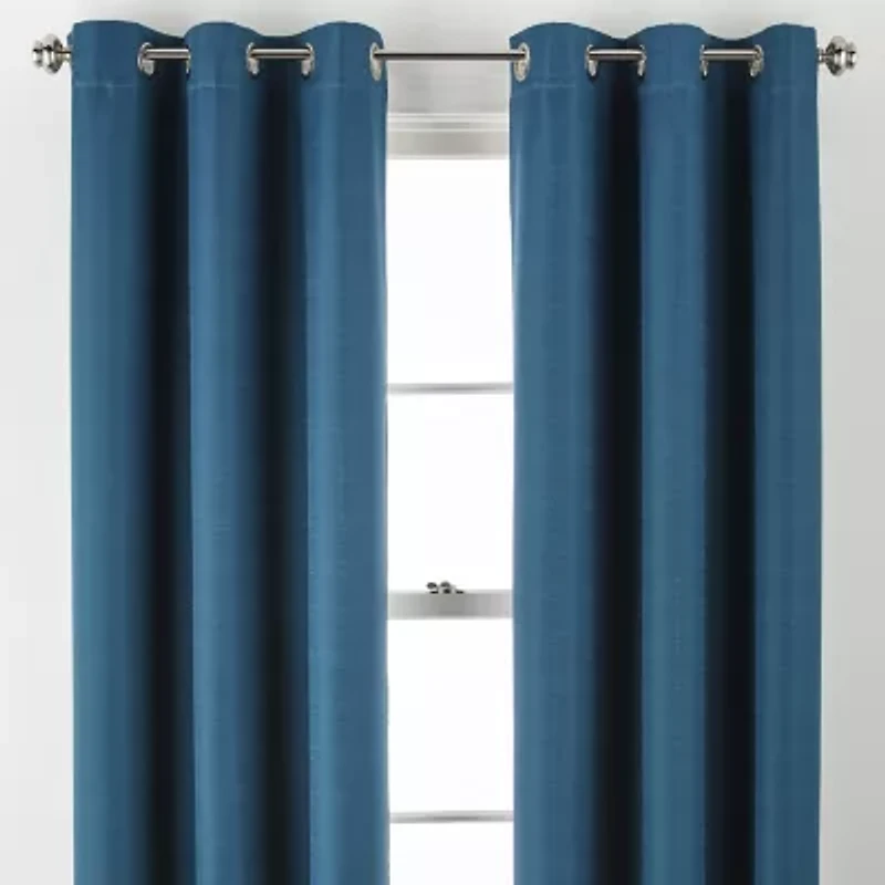 Distant Lands Maura Textured Solid Grommet Top 100% Blackout Single Curtain Panel