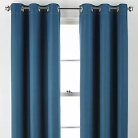 Distant Lands Maura Textured Solid Grommet Top 100% Blackout Single Curtain Panel