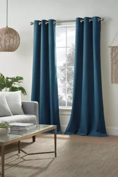 Distant Lands Maura Textured Solid Grommet Top 100% Blackout Single Curtain Panel