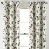 Distant Lands Maura Textured Print Grommet Top 100% Blackout Single Curtain Panel