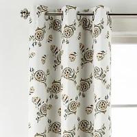 Distant Lands Maura Textured Print Grommet Top 100% Blackout Single Curtain Panel