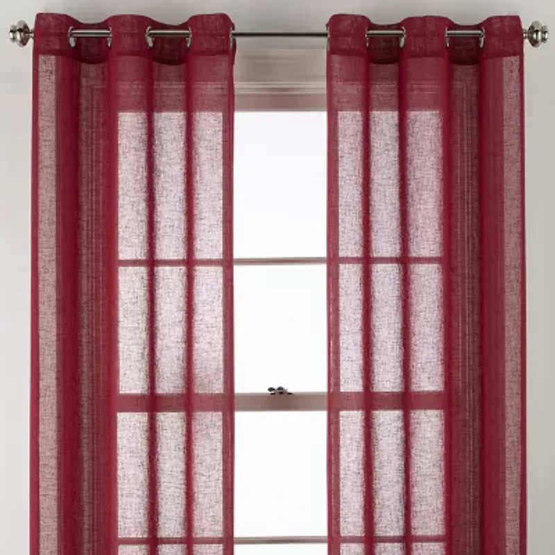 Distant Lands Fiji Solid Grommet Top Sheer Single Curtain Panel