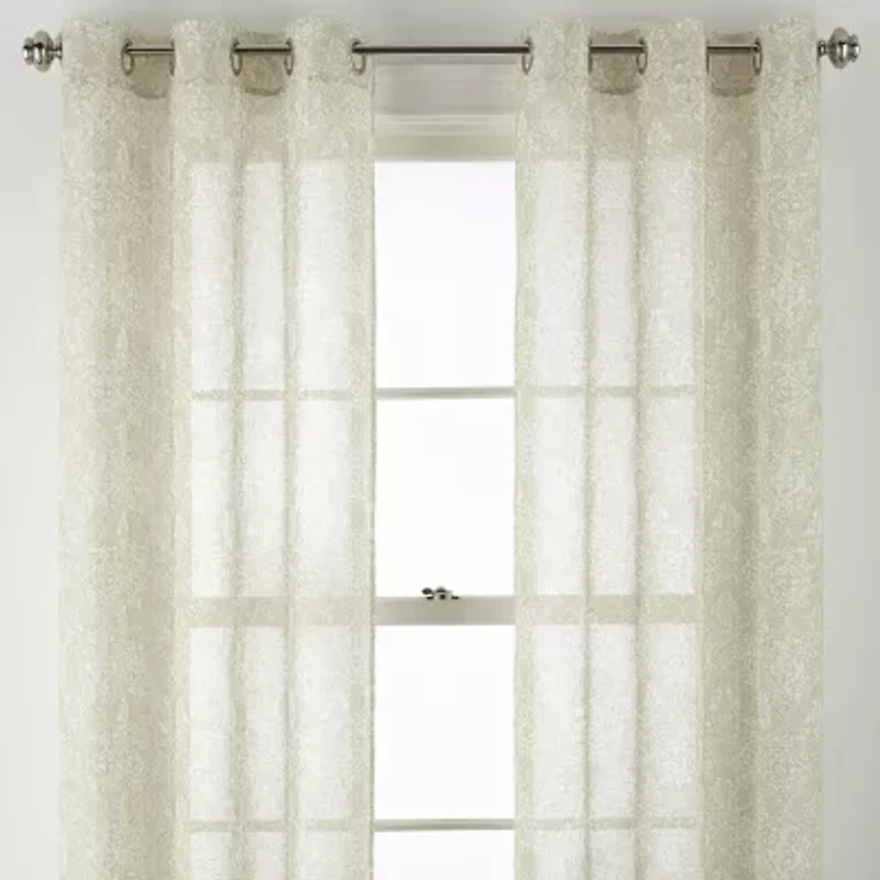Distant Lands Fiji Printed Grommet Top Sheer Single Curtain Panel