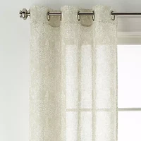 Distant Lands Fiji Printed Grommet Top Sheer Single Curtain Panel