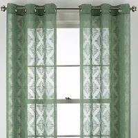 Distant Lands Diamond Clip Grommet Top Sheer Single Curtain Panel