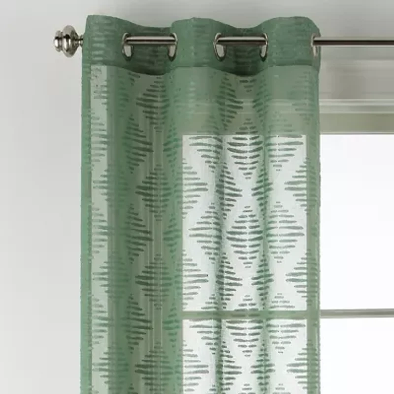 Distant Lands Diamond Clip Grommet Top Sheer Single Curtain Panel