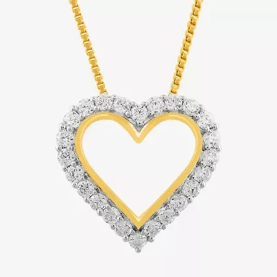 Womens 3/8 CT.T.W. Lab-Grown Diamond 10K Gold Heart Pendant Necklace