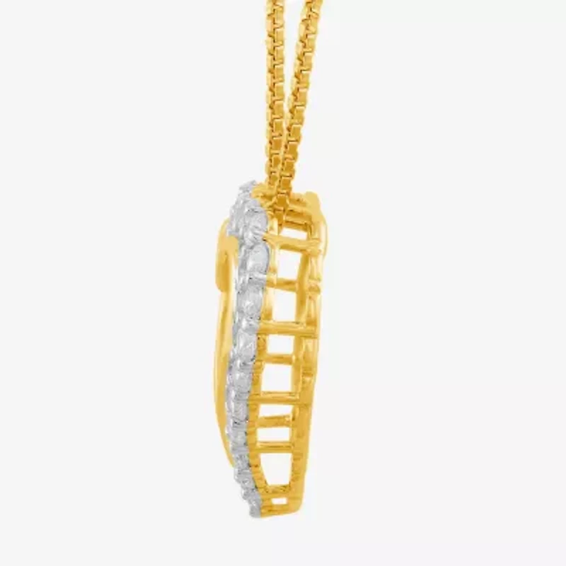 Womens 3/8 CT.T.W. Lab-Grown Diamond 10K Gold Heart Pendant Necklace