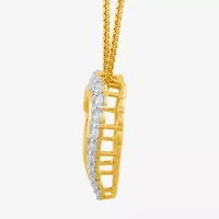 Womens 3/8 CT.T.W. Lab-Grown Diamond 10K Gold Heart Pendant Necklace
