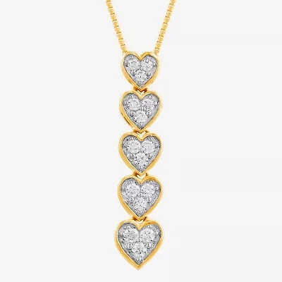 Womens 1/4 CT. T.W. Lab Grown White Diamond 14K Gold Over Silver Heart 18 Inch Pendant Necklace