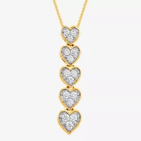 Womens 1/4 CT. T.W. Lab Grown White Diamond 14K Gold Over Silver Heart 18 Inch Pendant Necklace