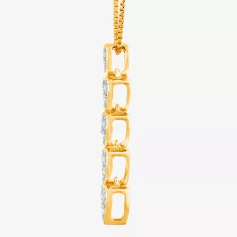 Womens 1/4 CT. T.W. Lab Grown White Diamond 14K Gold Over Silver Heart 18 Inch Pendant Necklace