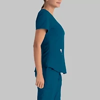 Skechers Sk101 Breeze 3-Pocket Curved Womens V Neck Short Sleeve Tag Free Stretch Fabric Moisture Wicking Scrub Top