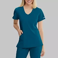 Skechers Sk102 Reliance 3-Pocket Crossover Womens V Neck Short Sleeve Tag Free Stretch Fabric Moisture Wicking Scrub Top