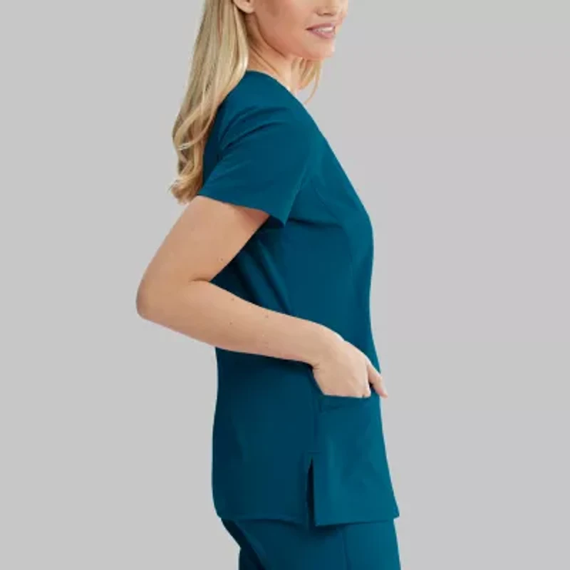 Skechers Sk102 Reliance 3-Pocket Crossover Womens V Neck Short Sleeve Tag Free Stretch Fabric Moisture Wicking Scrub Top