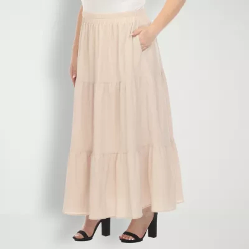 White Mark Womens Plus Maxi Skirt