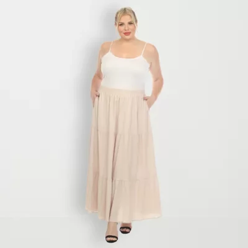 White Mark Womens Plus Maxi Skirt