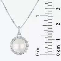 Womens White Cultured Freshwater Pearl Sterling Silver Round 18 Inch Pendant Necklace