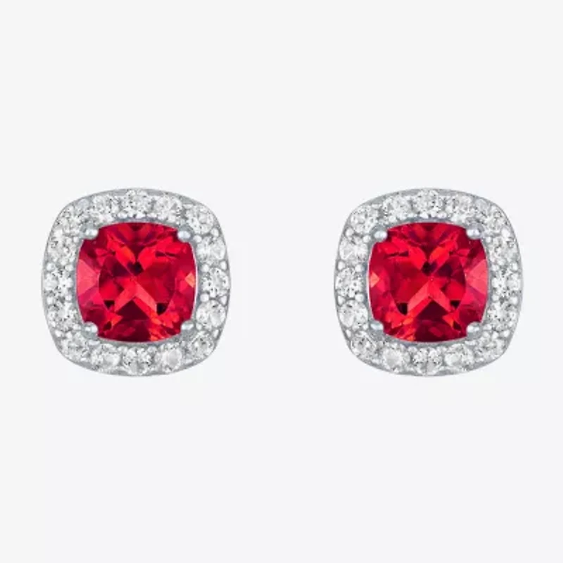 Gemstone Sterling Silver 10mm Cushion Stud Earrings