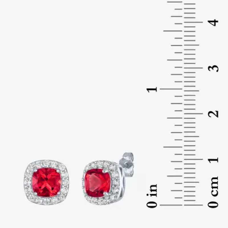 Gemstone Sterling Silver 10mm Cushion Stud Earrings