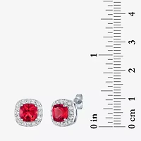 Gemstone Sterling Silver 10mm Cushion Stud Earrings