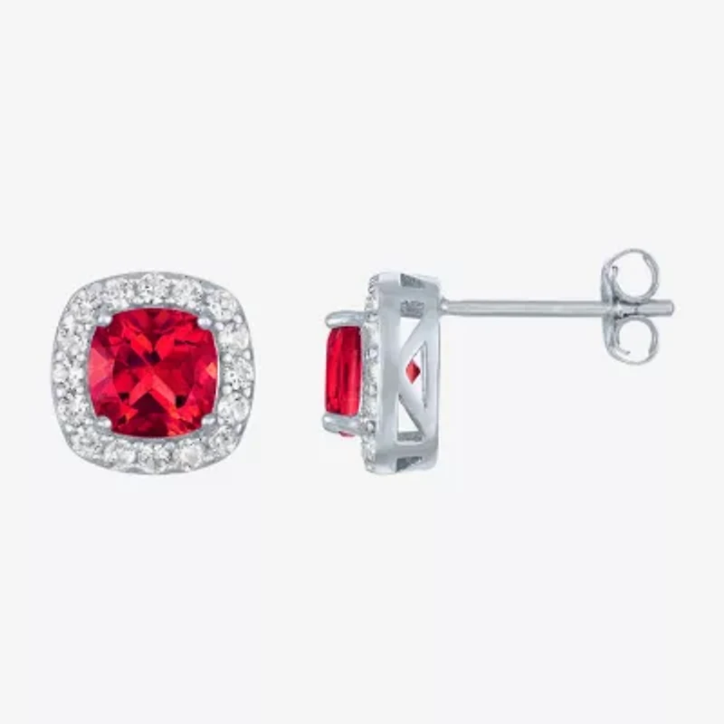 Gemstone Sterling Silver 10mm Cushion Stud Earrings