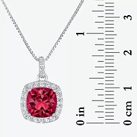 Womens Gemstone Sterling Silver Cushion Pendant Necklace